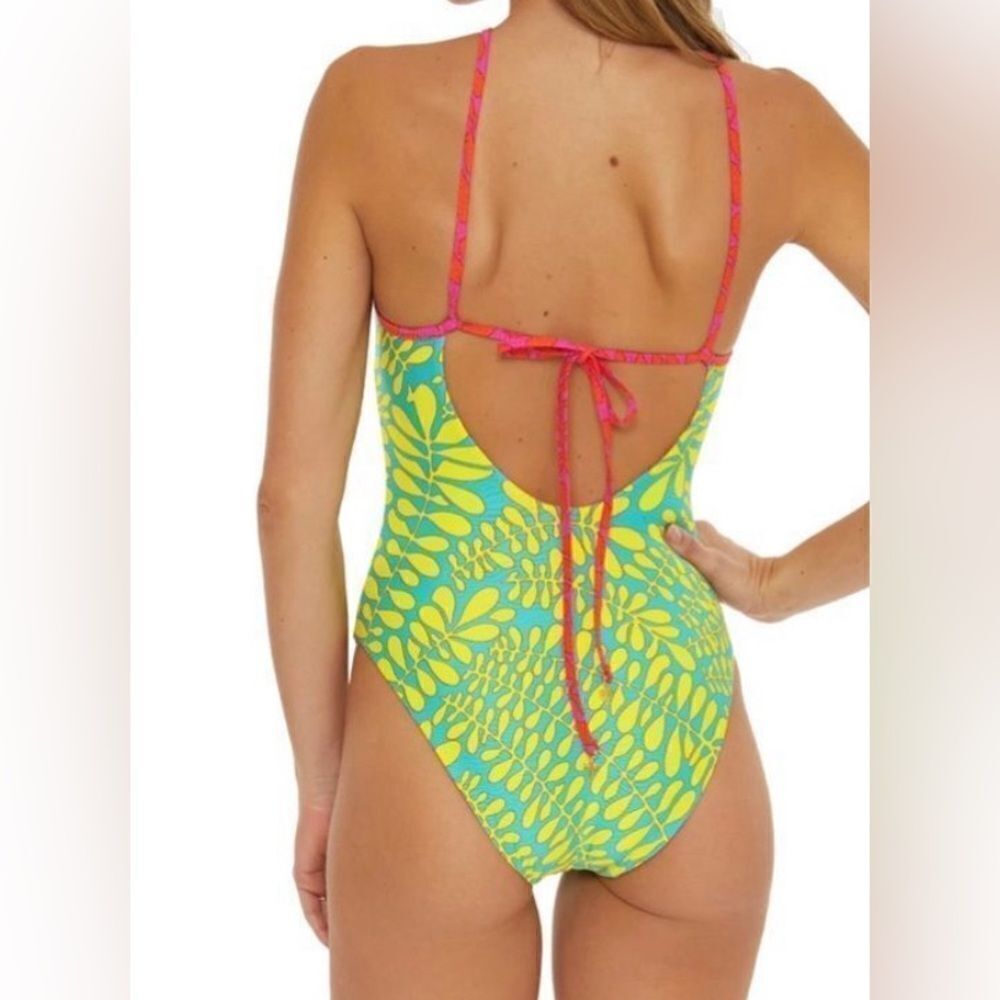 Trina Turk TRELLIS HIGH NECK REVERSIBLE ONE PIECE- SZ 8 - Picture 3 of 9